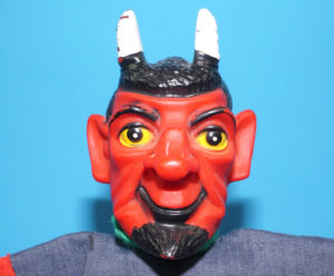 PUNCH & JUDY VINTAGE HAND PUPPET DEMON DEVIL SATAN 1970s GERMANY RUBBER SOFT VINYL HEAD