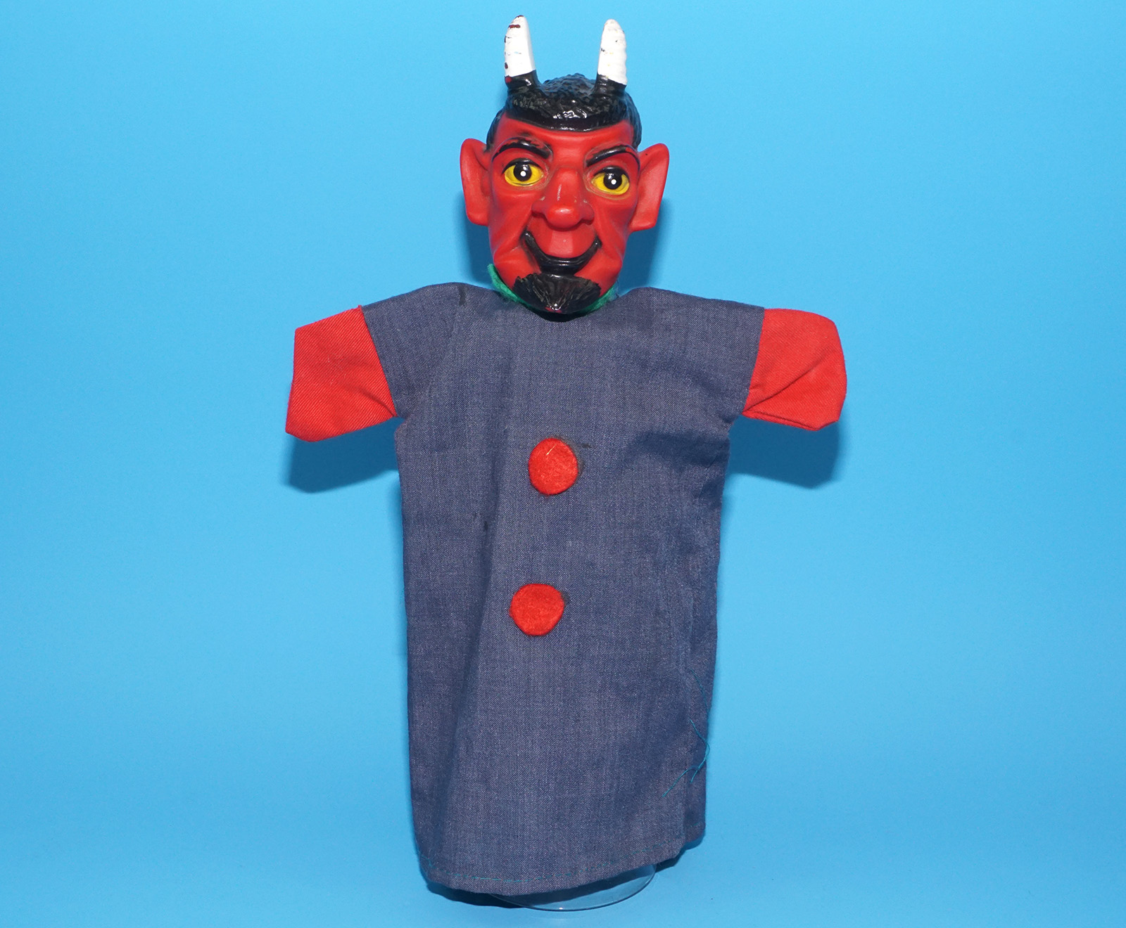 PUNCH & JUDY VINTAGE HAND PUPPET DEMON DEVIL SATAN 1970s GERMANY RUBBER SOFT VINYL HEAD - Image 3