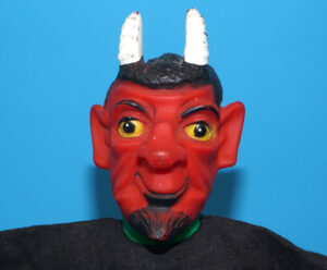 PUNCH & JUDY VINTAGE HAND PUPPET DEMON DEVIL SATAN 1970s GERMANY RUBBER SOFT VINYL HEAD