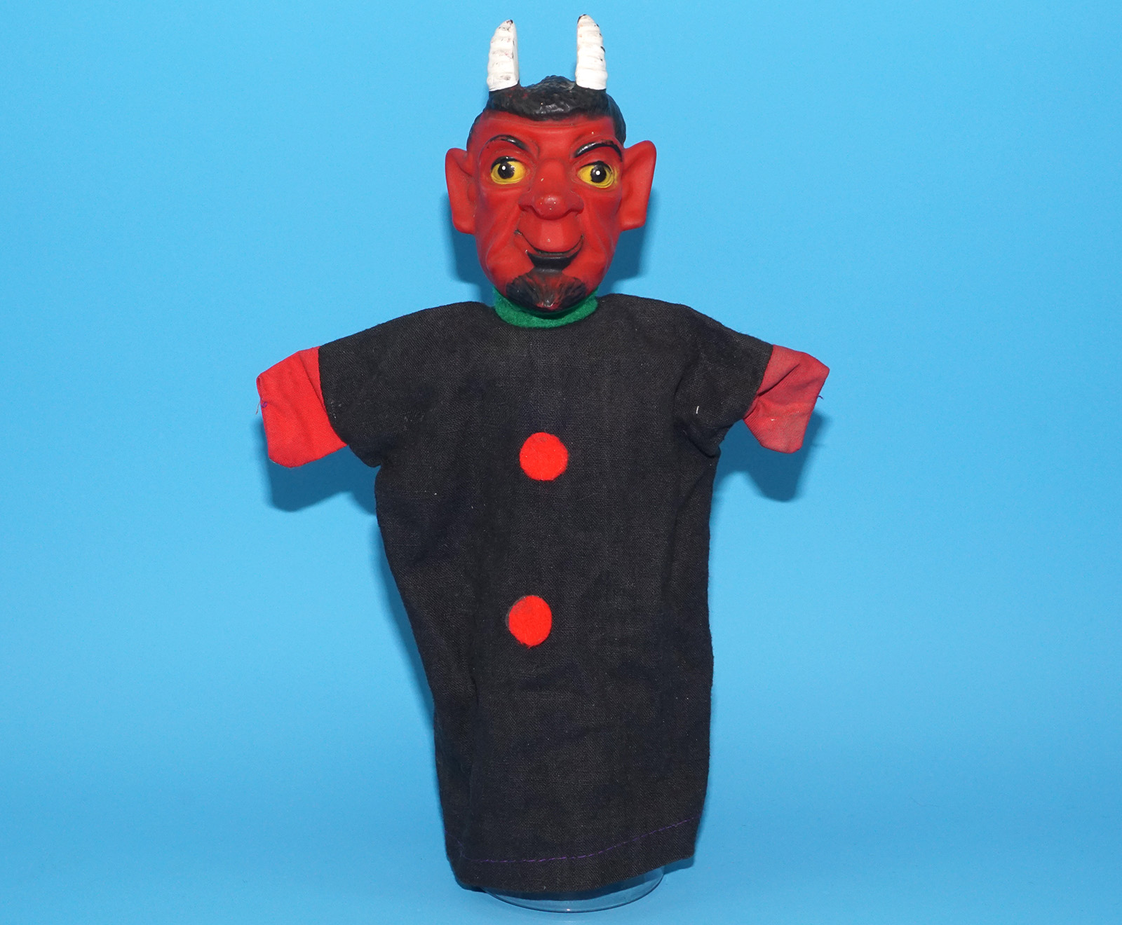 PUNCH & JUDY VINTAGE HAND PUPPET DEMON DEVIL SATAN 1970s GERMANY RUBBER SOFT VINYL HEAD - Image 3