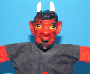 PUNCH & JUDY VINTAGE HAND PUPPET DEMON DEVIL SATAN 1970s GERMANY RUBBER SOFT VINYL HEAD