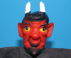 PUNCH & JUDY VINTAGE HAND PUPPET DEMON DEVIL SATAN 1970s GERMANY RUBBER SOFT VINYL HEAD