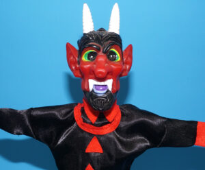 PUNCH & JUDY VINTAGE HAND PUPPET DEMON DEVIL SATAN 1970s GERMANY RUBBER SOFT VINYL HEAD