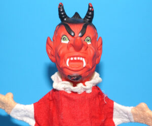 PUNCH & JUDY VINTAGE HAND PUPPET DEMON DEVIL SATAN 1970s GERMANY RUBBER SOFT VINYL HEAD