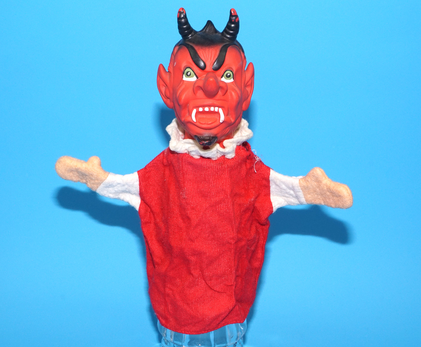 PUNCH & JUDY VINTAGE HAND PUPPET DEMON DEVIL SATAN 1970s GERMANY RUBBER SOFT VINYL HEAD - Image 3