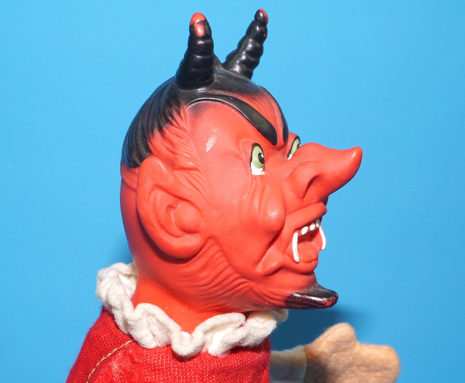 PUNCH & JUDY VINTAGE HAND PUPPET DEMON DEVIL SATAN 1970s GERMANY RUBBER SOFT VINYL HEAD - Image 4