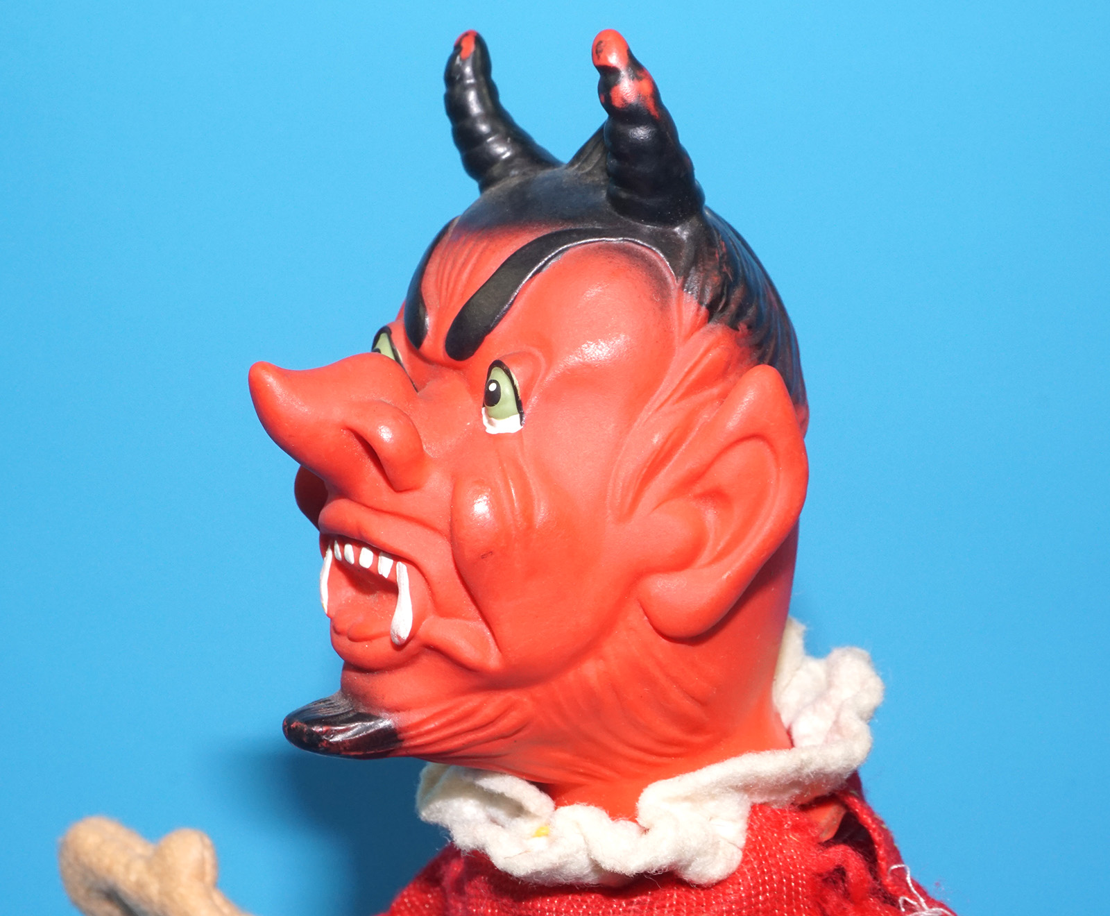 PUNCH & JUDY VINTAGE HAND PUPPET DEMON DEVIL SATAN 1970s GERMANY RUBBER SOFT VINYL HEAD - Image 5