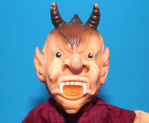 PUNCH & JUDY VINTAGE HAND PUPPET DEMON DEVIL SATAN 1970s GERMANY RUBBER SOFT VINYL HEAD