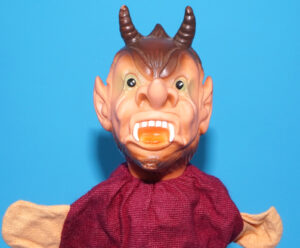 PUNCH & JUDY VINTAGE HAND PUPPET DEMON DEVIL SATAN 1970s GERMANY RUBBER SOFT VINYL HEAD