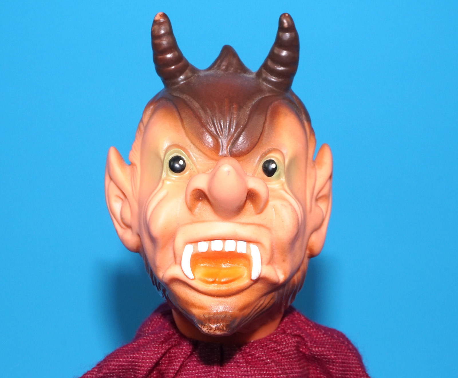 PUNCH & JUDY VINTAGE HAND PUPPET DEMON DEVIL SATAN 1970s GERMANY RUBBER SOFT VINYL HEAD - Image 2