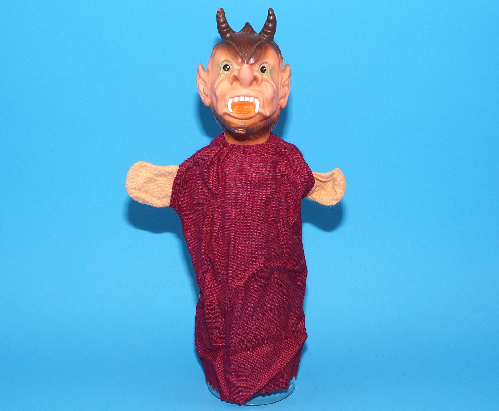 PUNCH & JUDY VINTAGE HAND PUPPET DEMON DEVIL SATAN 1970s GERMANY RUBBER SOFT VINYL HEAD - Image 3