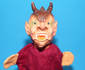 PUNCH & JUDY VINTAGE HAND PUPPET DEMON DEVIL SATAN 1970s GERMANY RUBBER SOFT VINYL HEAD