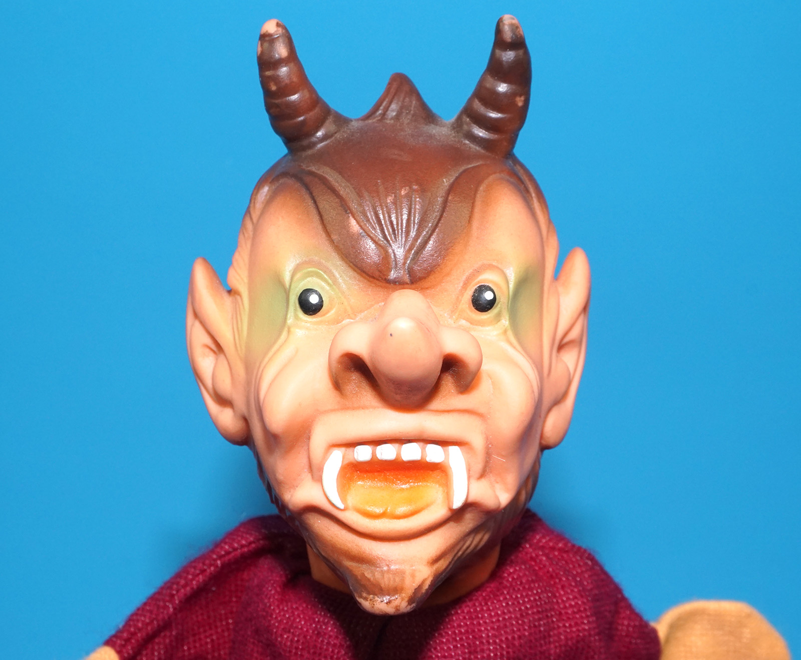 PUNCH & JUDY VINTAGE HAND PUPPET DEMON DEVIL SATAN 1970s GERMANY RUBBER SOFT VINYL HEAD - Image 2