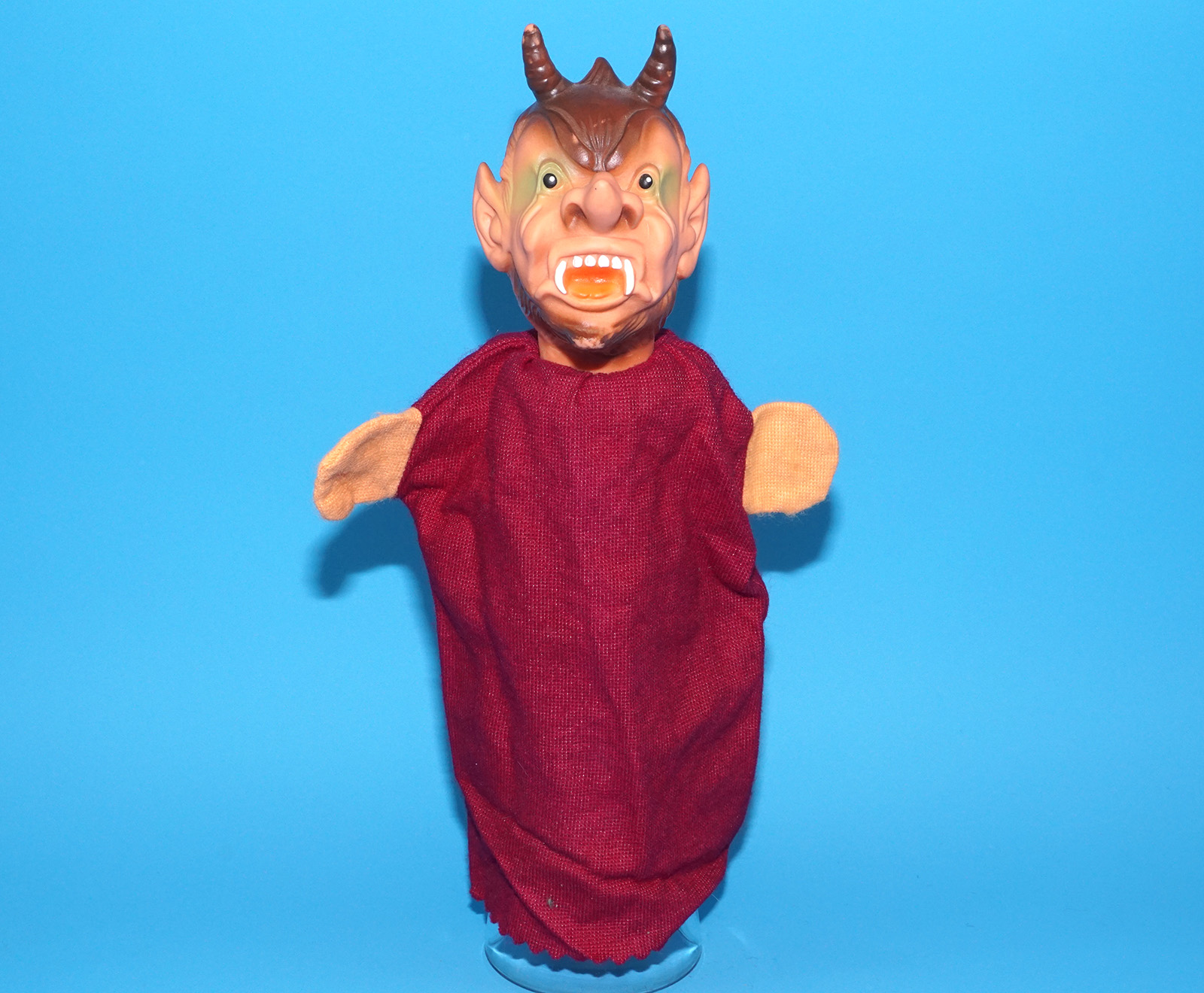 PUNCH & JUDY VINTAGE HAND PUPPET DEMON DEVIL SATAN 1970s GERMANY RUBBER SOFT VINYL HEAD - Image 3