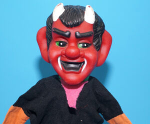 PUNCH & JUDY VINTAGE HAND PUPPET DEMON DEVIL SATAN 1970s GERMANY RUBBER SOFT VINYL HEAD