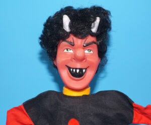 PUNCH & JUDY VINTAGE HAND PUPPET DEMON DEVIL SATAN 1970s GERMANY RUBBER SOFT VINYL HEAD