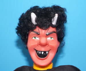 PUNCH & JUDY VINTAGE HAND PUPPET DEMON DEVIL SATAN 1970s GERMANY RUBBER SOFT VINYL HEAD