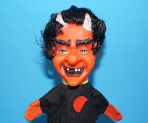 PUNCH & JUDY VINTAGE HAND PUPPET DEMON DEVIL SATAN 1970s GERMANY RUBBER SOFT VINYL HEAD