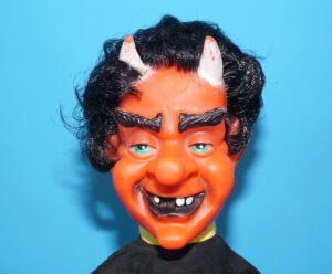 PUNCH & JUDY VINTAGE HAND PUPPET DEMON DEVIL SATAN 1970s GERMANY RUBBER SOFT VINYL HEAD