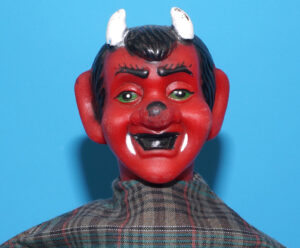 PUNCH & JUDY VINTAGE HAND PUPPET DEMON DEVIL SATAN 1970s GERMANY RUBBER SOFT VINYL HEAD