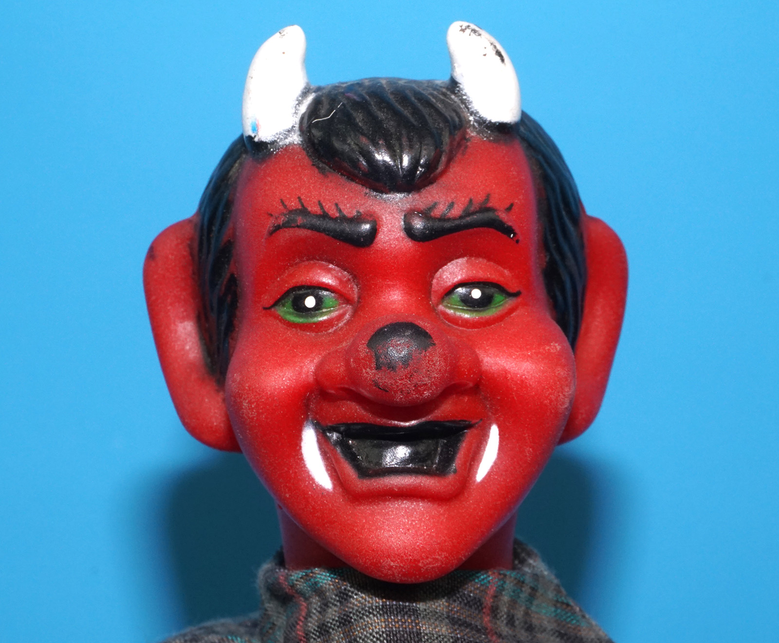 PUNCH & JUDY VINTAGE HAND PUPPET DEMON DEVIL SATAN 1970s GERMANY RUBBER SOFT VINYL HEAD - Image 2