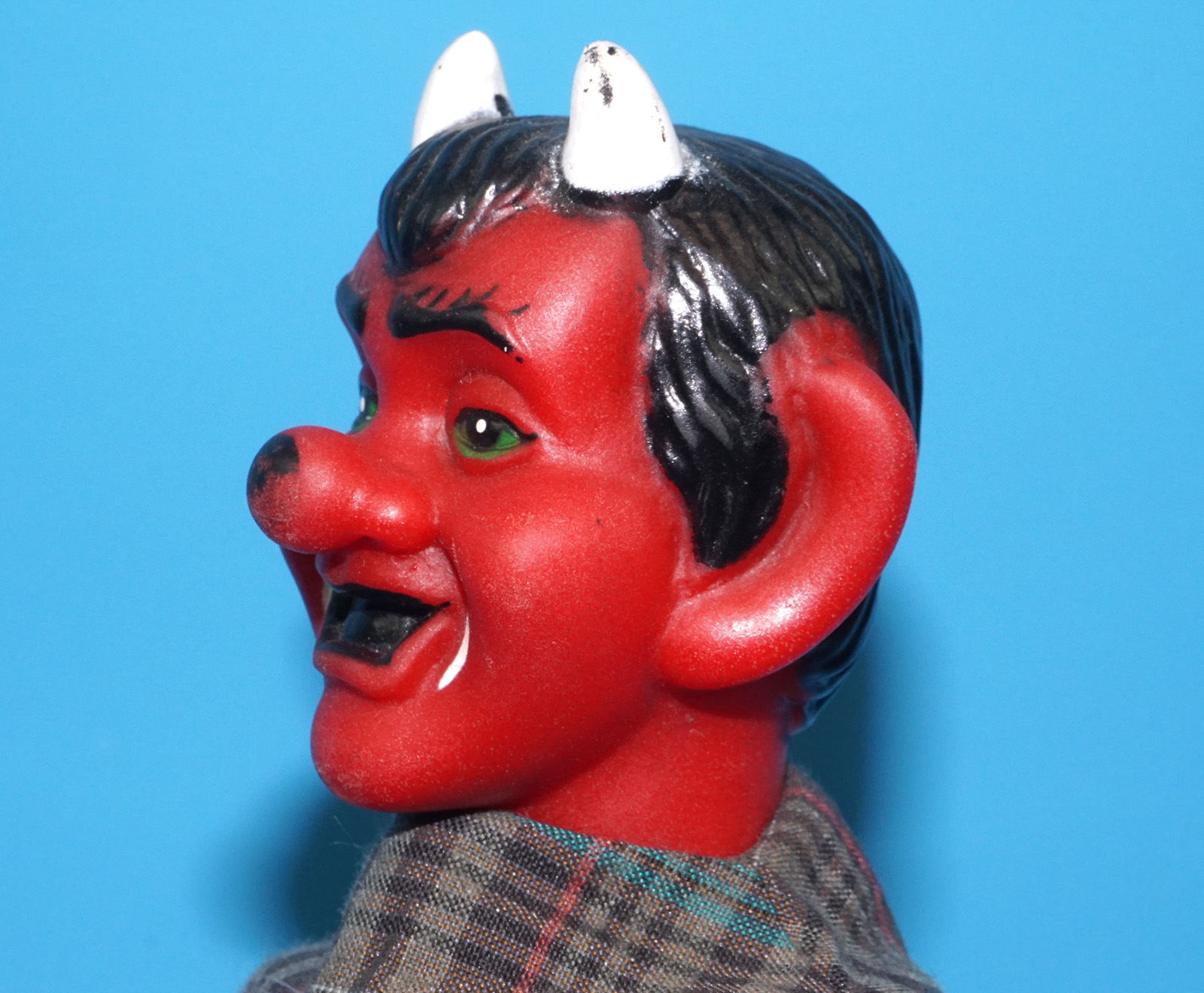 PUNCH & JUDY VINTAGE HAND PUPPET DEMON DEVIL SATAN 1970s GERMANY RUBBER SOFT VINYL HEAD - Image 5