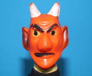 PUNCH & JUDY VINTAGE HAND PUPPET DEMON DEVIL SATAN 1970s GERMANY RUBBER SOFT VINYL HEAD