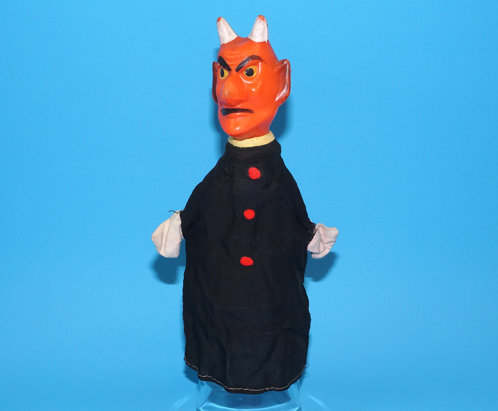 PUNCH & JUDY VINTAGE HAND PUPPET DEMON DEVIL SATAN 1970s GERMANY RUBBER SOFT VINYL HEAD - Image 3