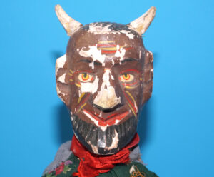 PUNCH & JUDY ANTIQUE HAND PUPPET DEMON DEVIL SATAN 1900s GERMANY SWISS WOOD PLASTER HEAD