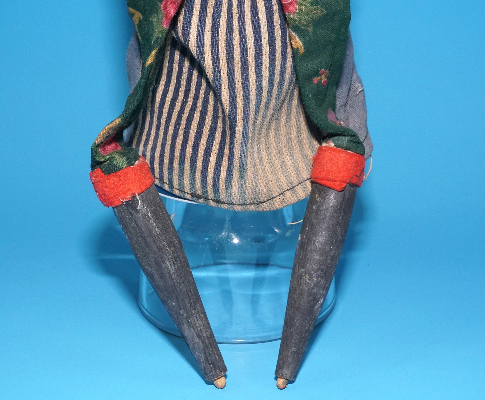 PUNCH & JUDY ANTIQUE HAND PUPPET DEMON DEVIL SATAN 1900s GERMANY SWISS WOOD PLASTER HEAD - Image 7
