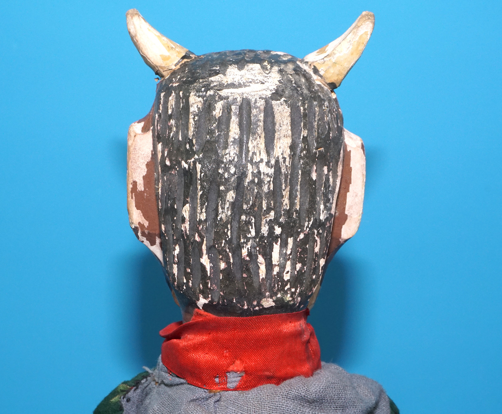 PUNCH & JUDY ANTIQUE HAND PUPPET DEMON DEVIL SATAN 1900s GERMANY SWISS WOOD PLASTER HEAD - Image 8