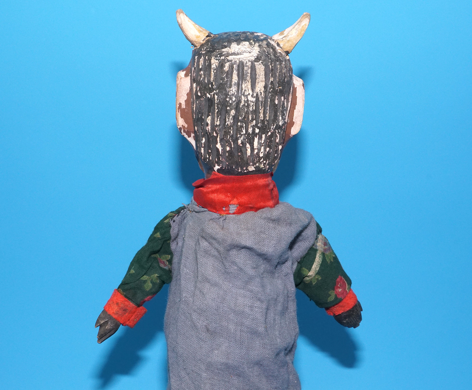 PUNCH & JUDY ANTIQUE HAND PUPPET DEMON DEVIL SATAN 1900s GERMANY SWISS WOOD PLASTER HEAD - Image 10