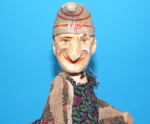PUNCH & JUDY ANTIQUE HAND PUPPET MR PUNCH KASPER 1900s GERMANY SWISS WOOD PLASTER HEAD