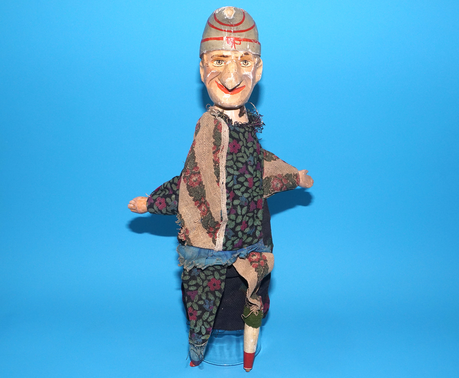 PUNCH & JUDY ANTIQUE HAND PUPPET MR PUNCH KASPER 1900s GERMANY SWISS WOOD PLASTER HEAD - Image 3