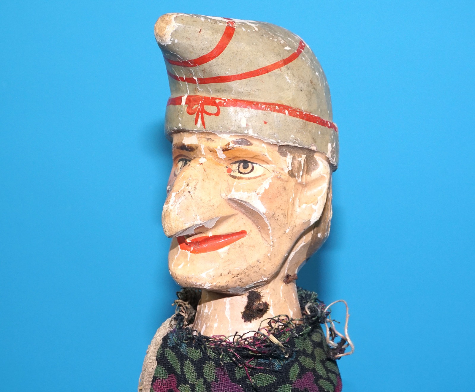 PUNCH & JUDY ANTIQUE HAND PUPPET MR PUNCH KASPER 1900s GERMANY SWISS WOOD PLASTER HEAD - Image 7