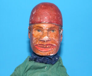 PUNCH & JUDY ANTIQUE HAND PUPPET TRADESMAN 1900s GERMANY SWISS WOOD PLASTER HEAD