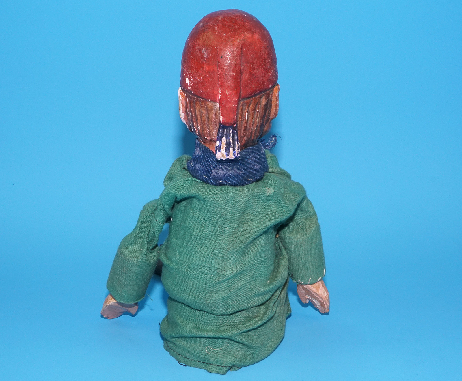 PUNCH & JUDY ANTIQUE HAND PUPPET TRADESMAN 1900s GERMANY SWISS WOOD PLASTER HEAD - Image 8