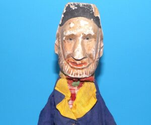PUNCH & JUDY ANTIQUE HAND PUPPET FARMER  1900s GERMANY SWISS WOOD PLASTER HEAD