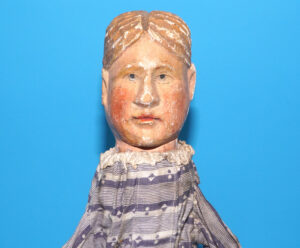 PUNCH & JUDY ANTIQUE HAND PUPPET LADY 1900s GERMANY SWISS WOOD PLASTER HEAD