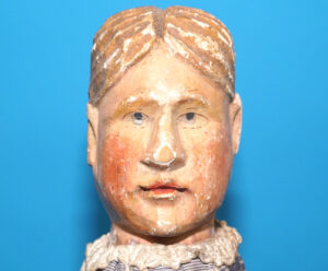 PUNCH & JUDY ANTIQUE HAND PUPPET LADY 1900s GERMANY SWISS WOOD PLASTER HEAD
