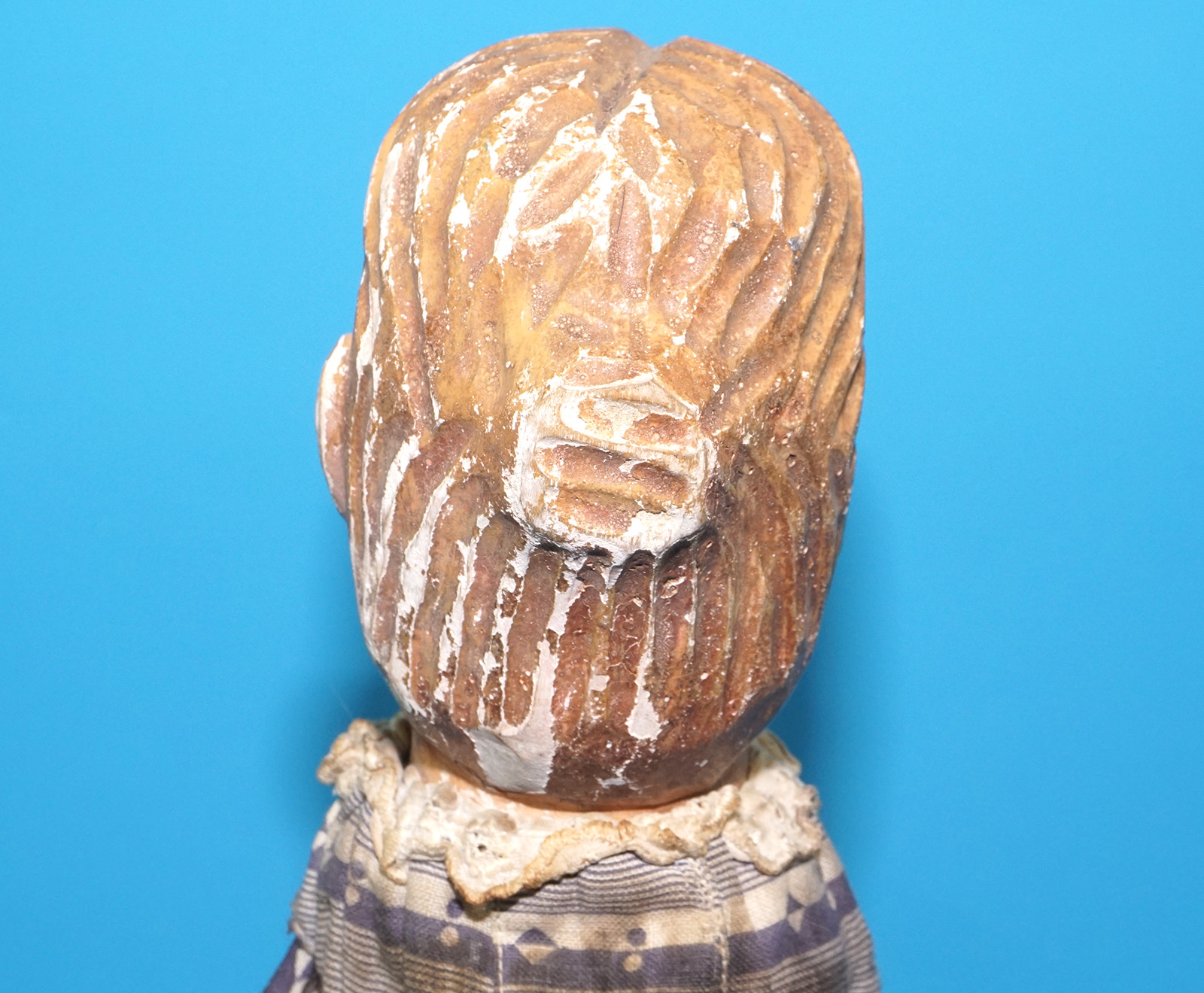 PUNCH & JUDY ANTIQUE HAND PUPPET LADY 1900s GERMANY SWISS WOOD PLASTER HEAD - Image 8