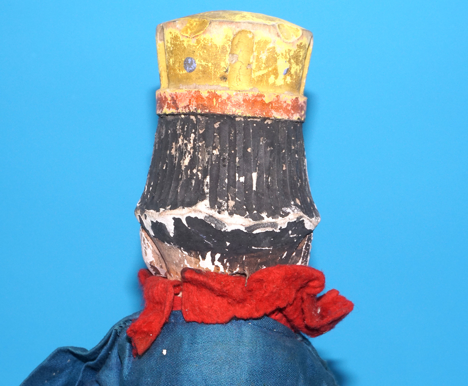 PUNCH & JUDY ANTIQUE HAND PUPPET KING OF AFRICA 1900s GERMANY SWISS WOOD PLASTER HEAD - Image 7
