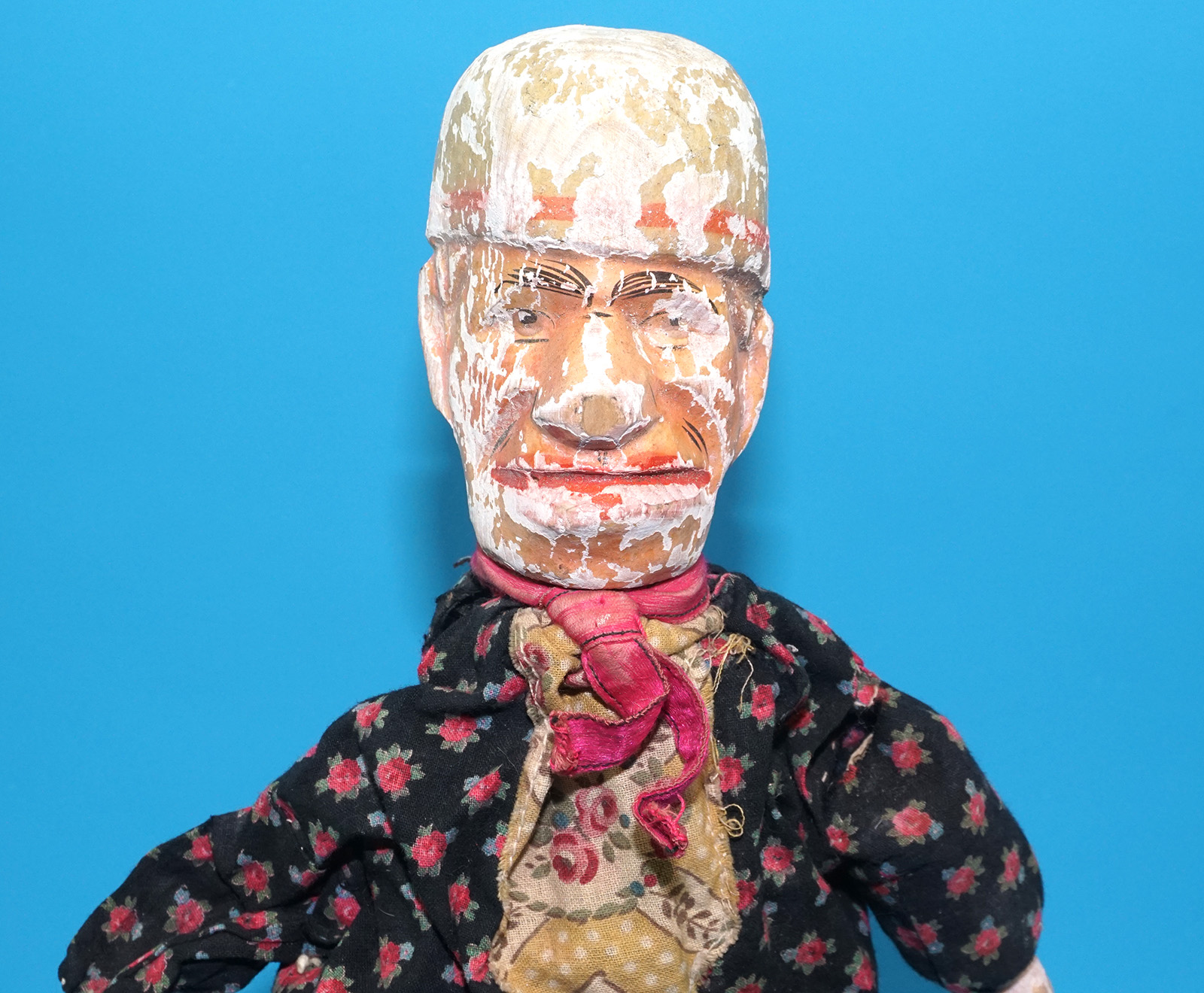 PUNCH & JUDY ANTIQUE HAND PUPPET LADY & TRADESMAN FOR SPARES OR REPAIR 1900s GERMANY SWISS WOOD PLASTER HEAD - Image 3