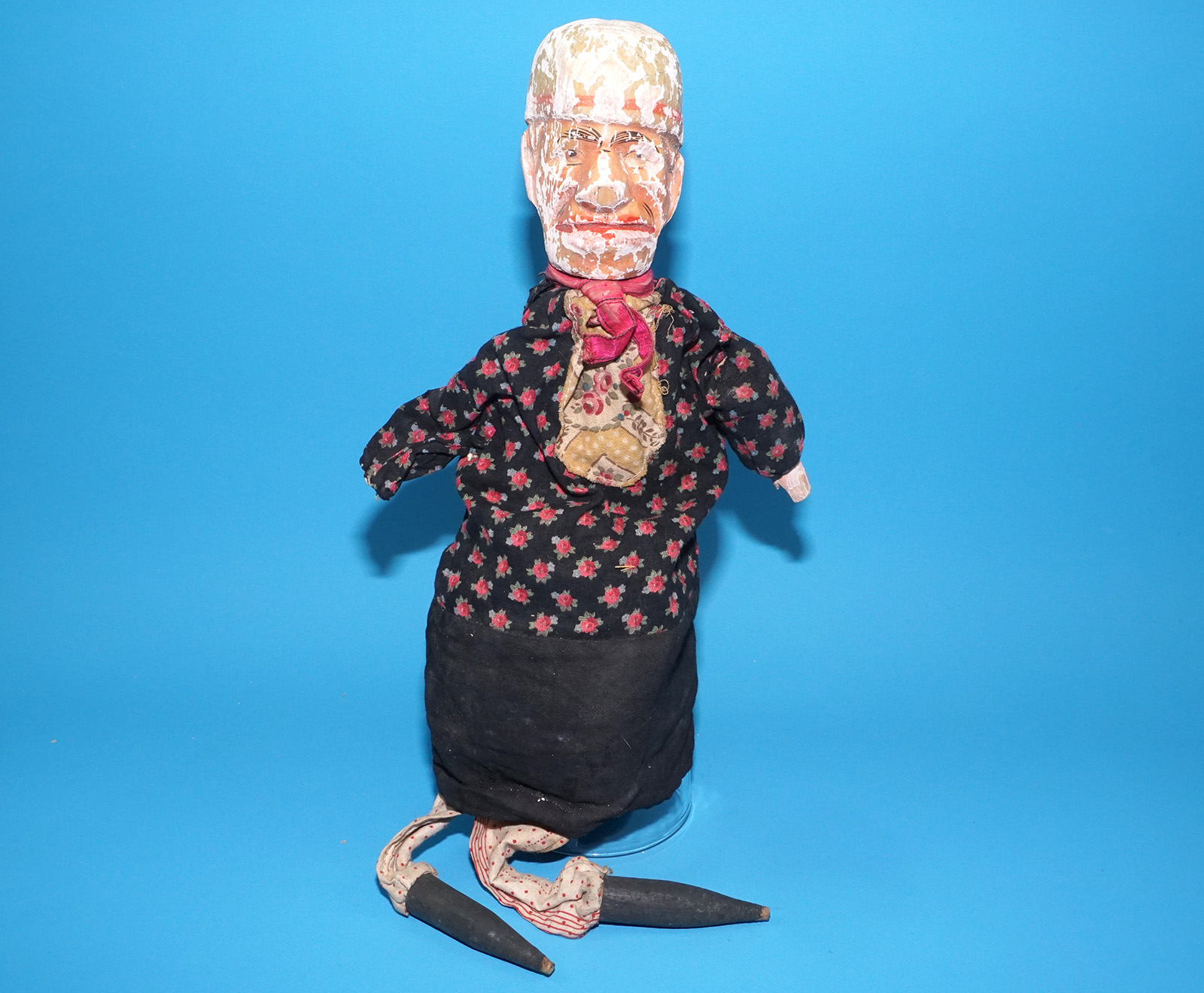 PUNCH & JUDY ANTIQUE HAND PUPPET LADY & TRADESMAN FOR SPARES OR REPAIR 1900s GERMANY SWISS WOOD PLASTER HEAD - Image 5