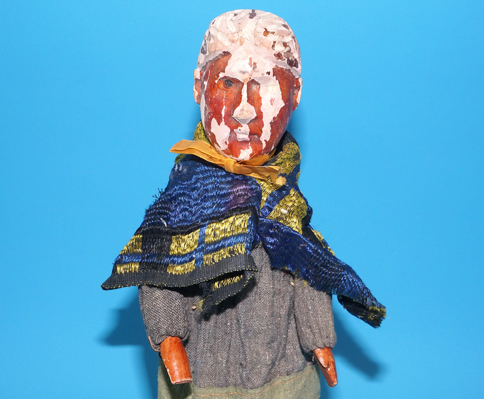 PUNCH & JUDY ANTIQUE HAND PUPPET LADY & TRADESMAN FOR SPARES OR REPAIR 1900s GERMANY SWISS WOOD PLASTER HEAD - Image 9