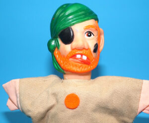 PUNCH & JUDY VINTAGE HAND PUPPET PIRATE 1970s GERMANY RUBBER SOFT VINYL HEAD