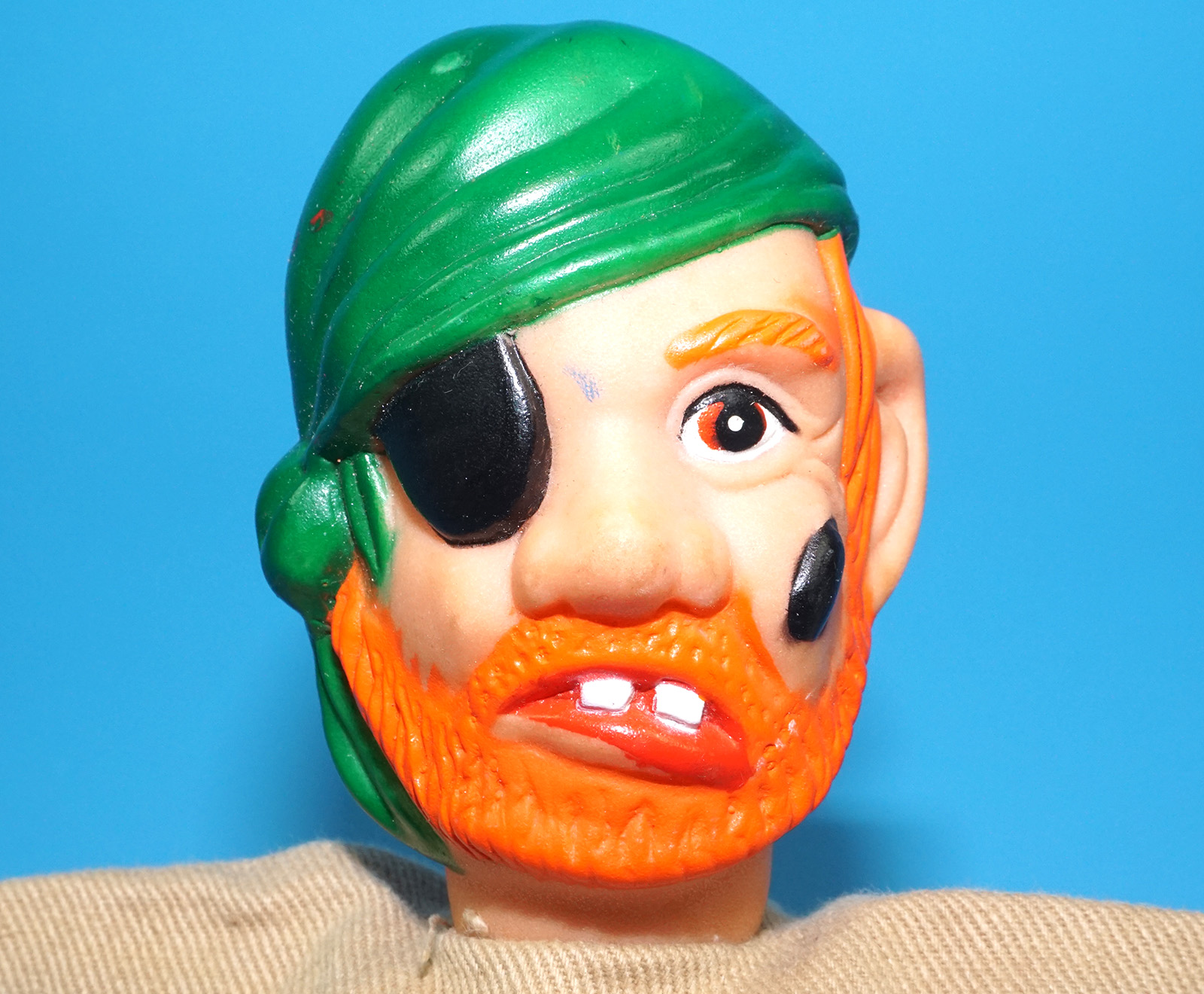 PUNCH & JUDY VINTAGE HAND PUPPET PIRATE 1970s GERMANY RUBBER SOFT VINYL HEAD - Image 2