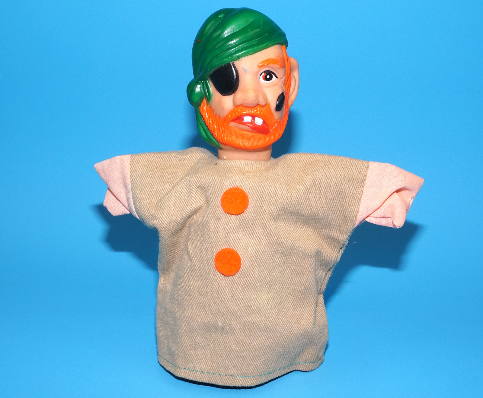 PUNCH & JUDY VINTAGE HAND PUPPET PIRATE 1970s GERMANY RUBBER SOFT VINYL HEAD - Image 3