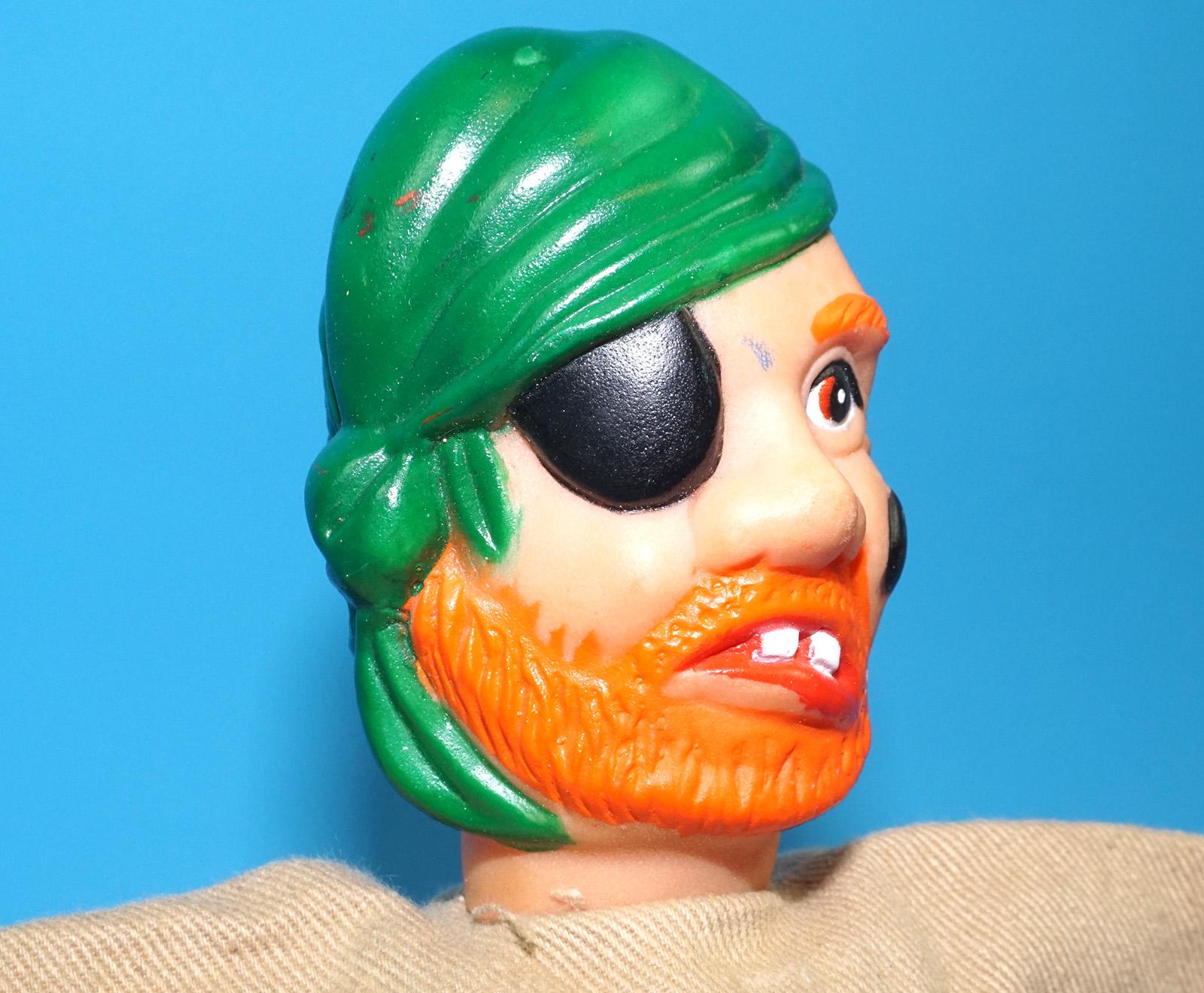 PUNCH & JUDY VINTAGE HAND PUPPET PIRATE 1970s GERMANY RUBBER SOFT VINYL HEAD - Image 4