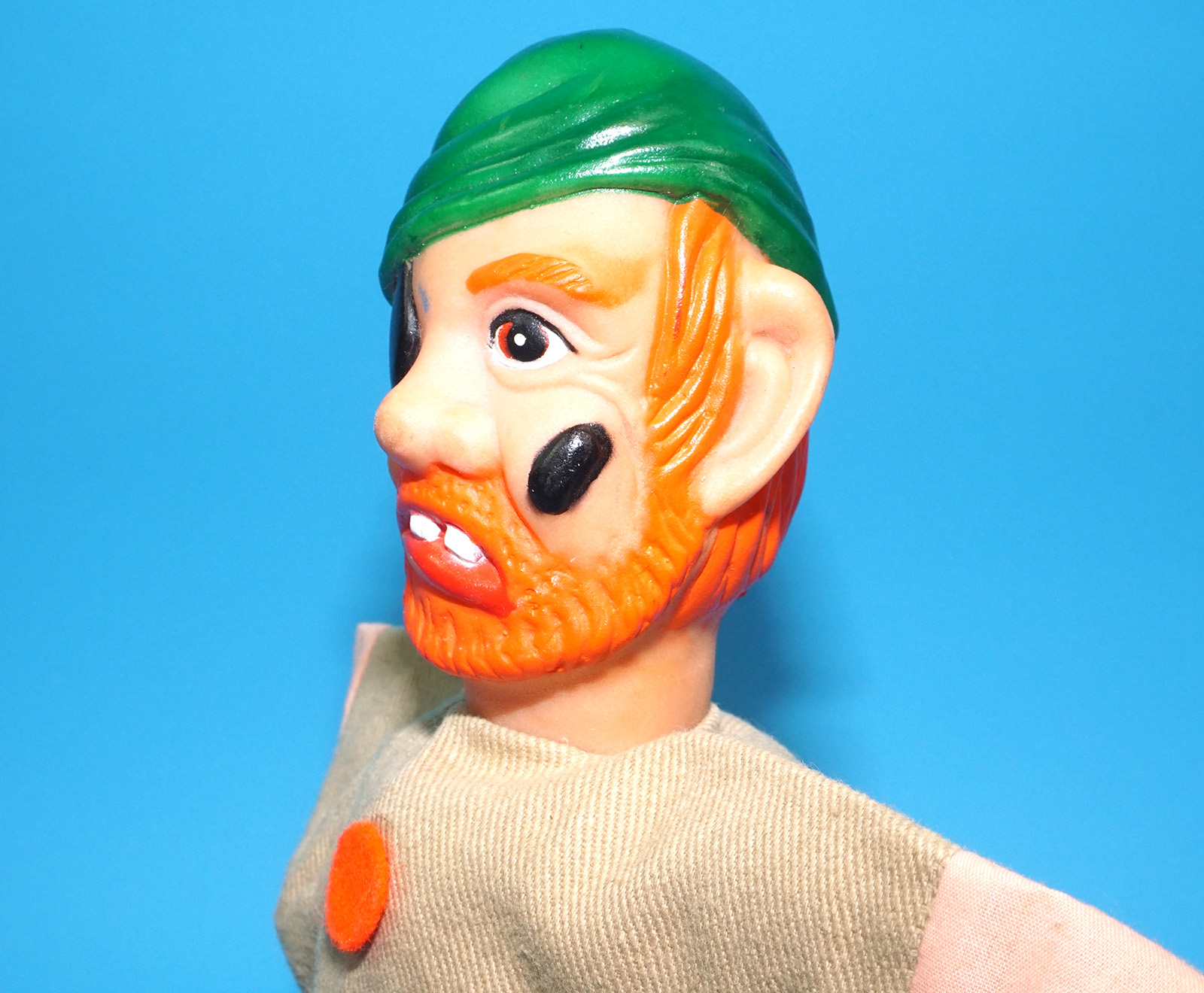 PUNCH & JUDY VINTAGE HAND PUPPET PIRATE 1970s GERMANY RUBBER SOFT VINYL HEAD - Image 5